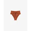 Reiss Womens Hallie Tie-waist High-rise Stretch-woven Bikini Bottoms Brown In Brown