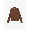 Reiss Womens Brown Polly Ribbed Stretch-cotton Top In Brown