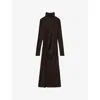 Reiss Womens  Roll-neck Stretch-jersey Midi Dress In Brown
