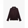 Reiss Womens Burgundy Ameira Concealed-placket Long-sleeve Silk Shirt In Burgundy