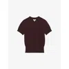 Reiss Womens Burgundy Anita Short-sleeve Cotton And Wool-blend Top In Burgundy