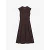 Reiss Womens Burgundy Ava Belted-waist Stretch-woven Midi Dress In Burgundy