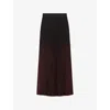 Reiss Womens Marlie Ombre-print Pleated Woven Midi Skirt Burgundy Black In Burgundy Black