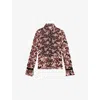Reiss Womens Burgundy Cream Jules Graphic-print Long-sleeve Woven Top In Multi
