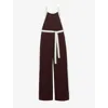 Reiss Womens Burgundy Cream Salma Colour-block Woven Jumpsuit In Brown