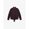 Reiss Womens Burgundy Dana Snake-print Tie-neck Woven Blouse In Burgundy