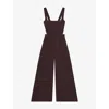 Reiss Womens Burgundy Dion Wide-leg Woven Jumpsuit In Brown
