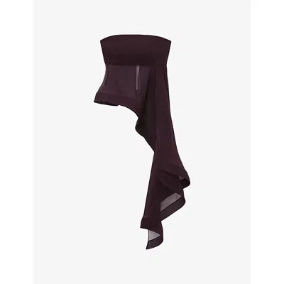 Reiss Womens  Draped-hem Strapless Silk Corset Top In Burgundy