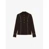 Reiss Womens Burgundy Eva Contrast-stitch Long-sleeve Stretch-knit Top In Burgundy
