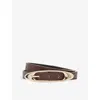 Reiss Womens Burgundy Evelina Oval-buckle Textured Leather Belt In Brown