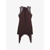 Reiss Womens  Farrow Fringed-hem Stretch-woven Mini Dress In Burgundy