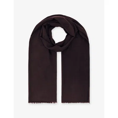Reiss Womens Burgundy Heidi Fringe-trimmed Cashmere Scarf