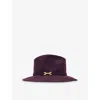 Reiss Womens Burgundy Holly Hardware-embellished Wool Fedora Hat In Brown