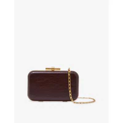 Reiss Womens Burgundy Junie Faux-patent Box Clutch