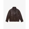 Reiss Womens Burgundy Kiara Oversized Leather Bomber Jacket In Burgundy