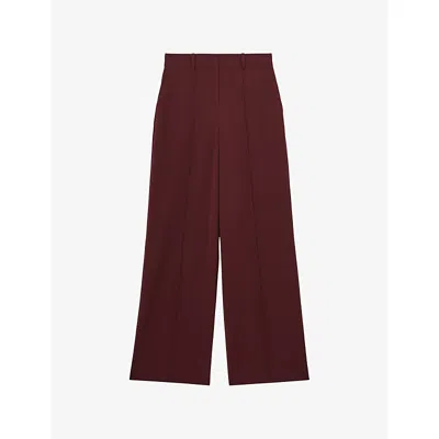 Reiss Womens Burgundy Luisa Wide-leg Stretch-woven Trousers