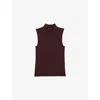 Reiss Womens Burgundy Milan Sleeveless Stretch-knit Top