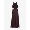 Reiss Womens  Paloma Cut-out Stretch-woven Maxi Dress In Burgundy