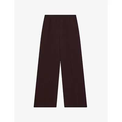 Reiss Womens Burgundy Robyn Elasticated-waist Wide-leg Stretch-woven Trousers
