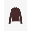 Reiss Womens Burgundy Seren Laser-cut Stretch-knit Top In Burgundy