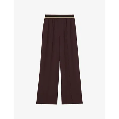 Reiss Womens  Sonnie Wide-leg Woven Trousers In Brown