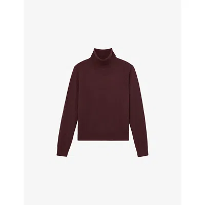 Reiss Womens Burgundy Wendy Roll-neck Wool Jumper