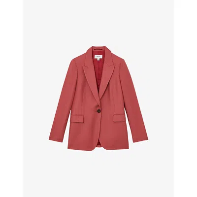 Reiss Womens Burnt Red Jules Single-breasted Woven Jacket In Burgundy