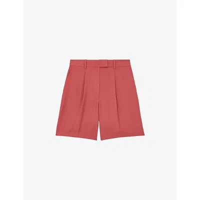 Reiss Womens Burnt Red Jules Tailored Woven Bermuda Shorts In Pink