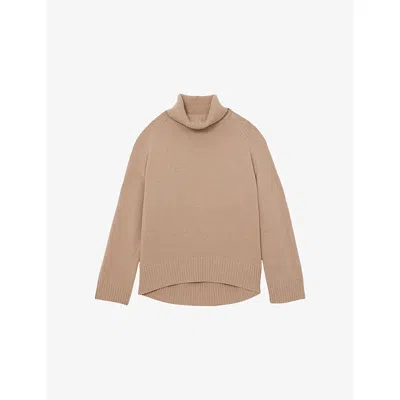 Reiss Womens  Brooklyn Roll-neck Wool And Cashmere-blend Jumper In Nude