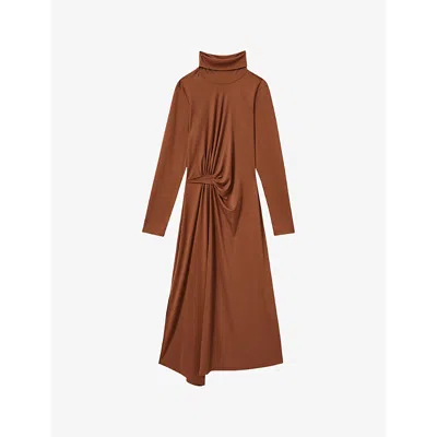 REISS WOMENS REISS CASEY DRAPED JERSEY MIDI DRESS