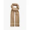 Reiss Womens Camel Liana Checked Wool And Cashmere Scarf