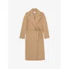 Reiss Womens Camel Lucia Double-breasted Wool-blend Coat In Brown