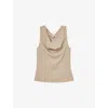 Reiss Camel Ribbed Cowl-neck Vest In Brown