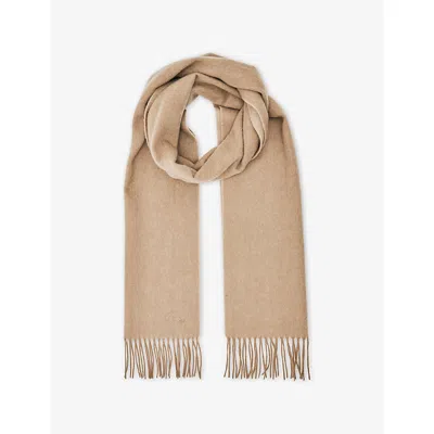 Reiss Womens Camel Picton Wool And Cashmere-blend Scarf In Brown