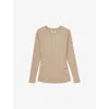 Reiss Womens Camel Tessa Ribbed Stretch-cotton T-shirt In Brown