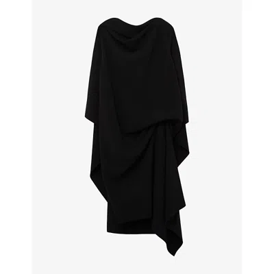 Reiss Womens Cassia Draped Woven Mini Dress Black