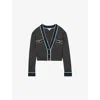 Reiss Womens Charcoal Eloise V-neck Contrast-trim Wool And Cashmere-blend Cardigan In Charcoal