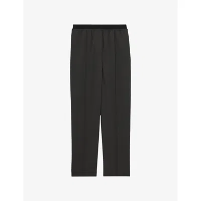 Reiss Womens Lucia Elasticated-waist Stretch-woven Trousers Charcoal Grey