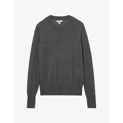 Reiss Charcoal Grey Merino Wool Crew-neck Jumper In Gray