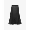 Reiss Womens Charcoal Grey Taylor Metallic Pleated Woven Midi Skirt In Gray
