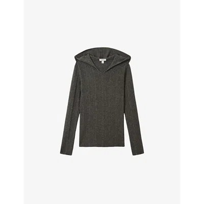 Reiss Womens Chloe Hooded Stretch Wool-blend Jumper Charcoal