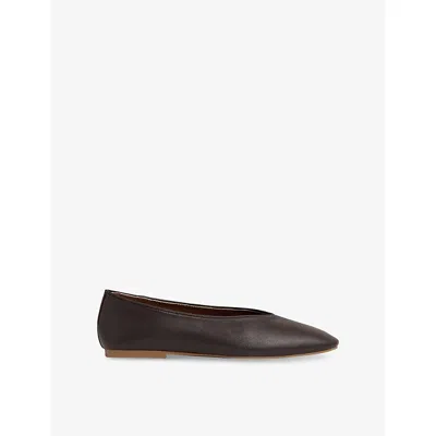 Reiss Womens  Amelia Leather Ballet Flats In Chocolate