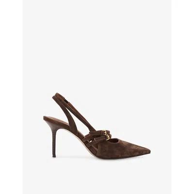 Reiss Womens Chocolate Beatrice Suede Courts Eur 38/5 Uk In Brown