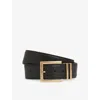 Reiss Womens Chocolate Brompton Square-buckle Leather Belt Xs