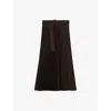 Reiss Womens Ava Pleated Belted Woven Midi Skirt Chocolate Brown In Chocolate Brown