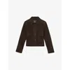 Reiss Womens Chocolate Brown Hanson Suede Trucker Jacket In Chocolate Brown