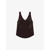 Reiss Womens Helena V-neck Relaxed-fit Cotton-blend Vest Chocolate Brown In Brown