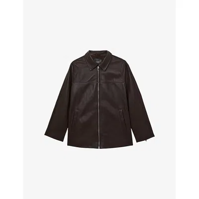 REISS WOMENS REISS LAYLA ZIP-UP LEATHER JACKET