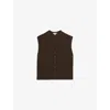 Reiss Womens Chocolate Brown Lily Knitted Cotton And Linen Top In Green