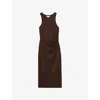 Reiss Womens Chocolate Brown Lola Ruched Stretch-jersey Midi Dress In Brown